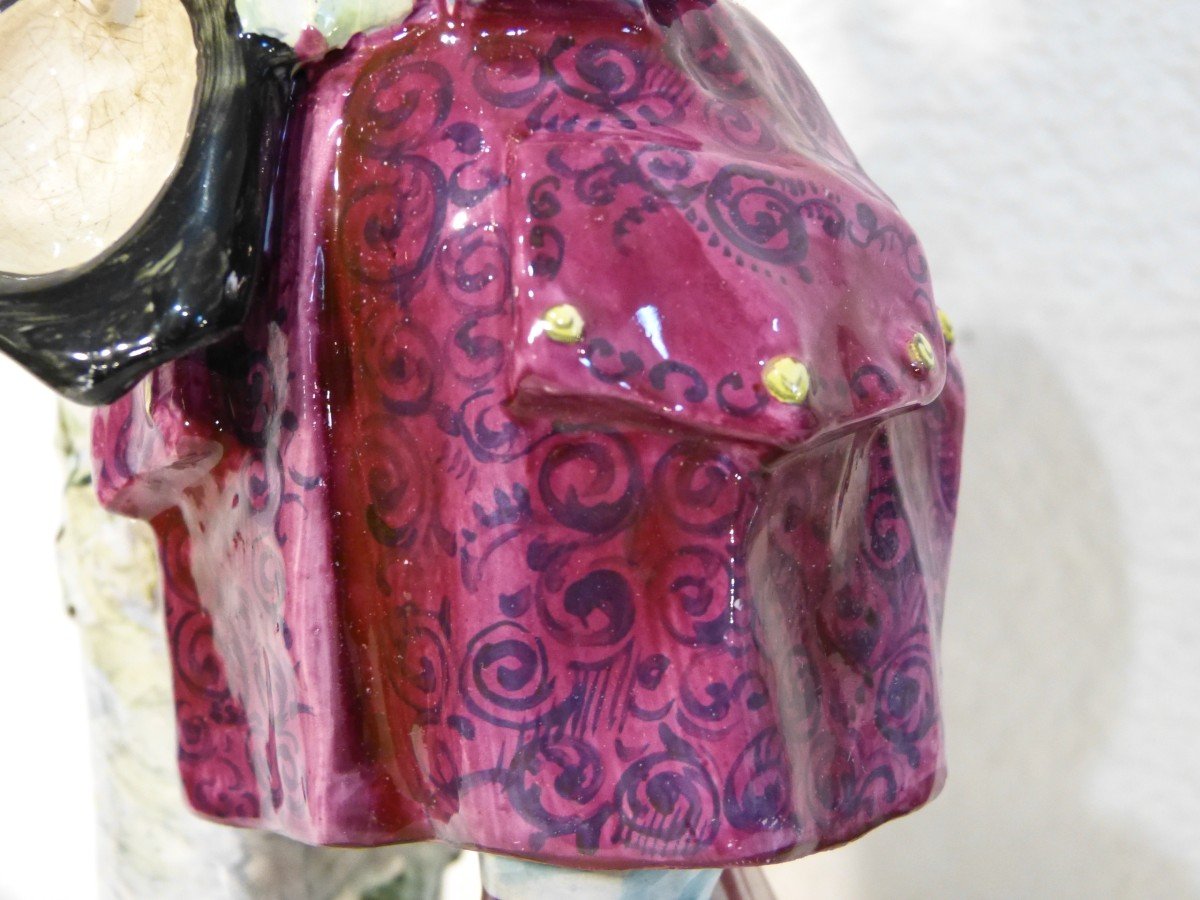 Saint Clément, Pair Of Earthenware Statuettes 25 Cm Romantic Couple-photo-5