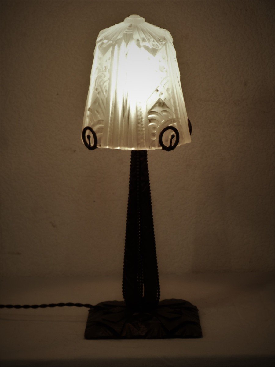 Müller Frs Luneville Art Deco Mushroom Lamp-photo-3