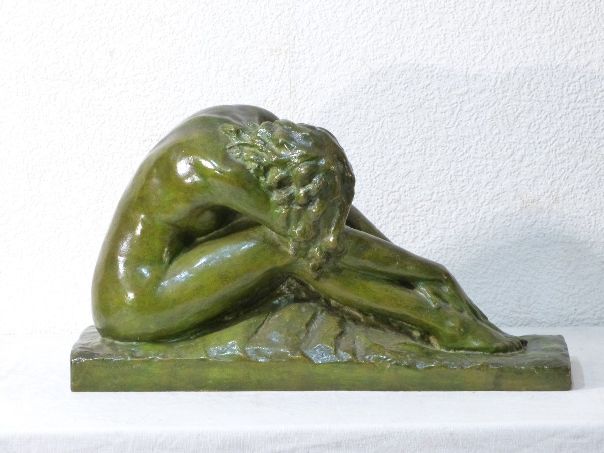 Mademoiselle  De Pelleport Bronze Art Nouveau Cire Perdue-photo-4
