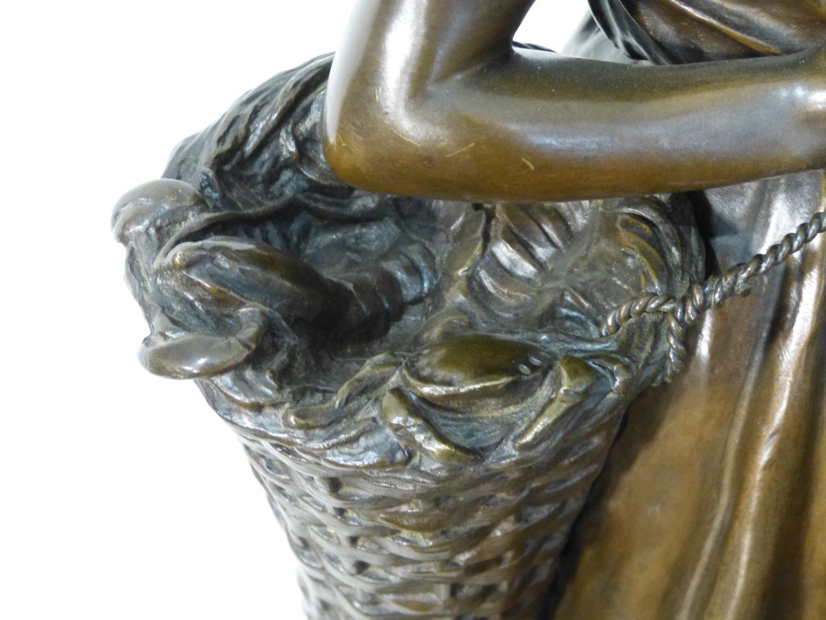 E. Laurent Bronze Lobster Fisherwoman 66 Cm-photo-3