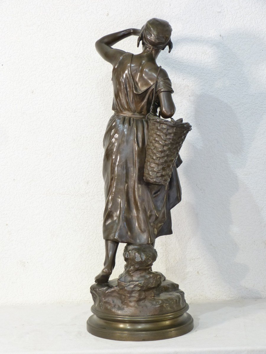 E. Laurent Bronze Lobster Fisherwoman 66 Cm-photo-2