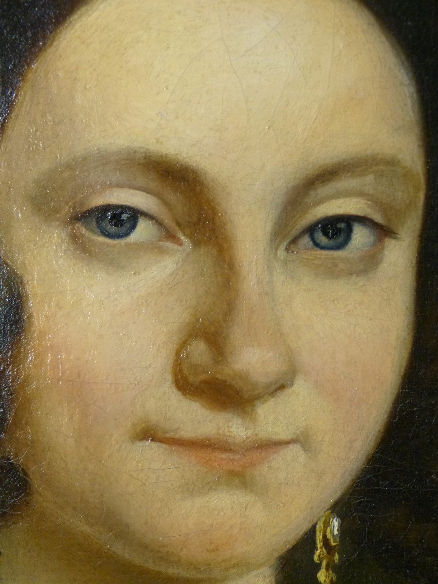 Portrait Of Young Girl Oil On Canvas 19th-photo-5