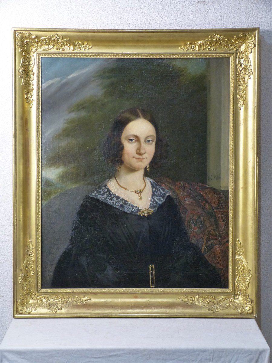 Portrait De Jeune Fille Huile Sur Toile 19 ème