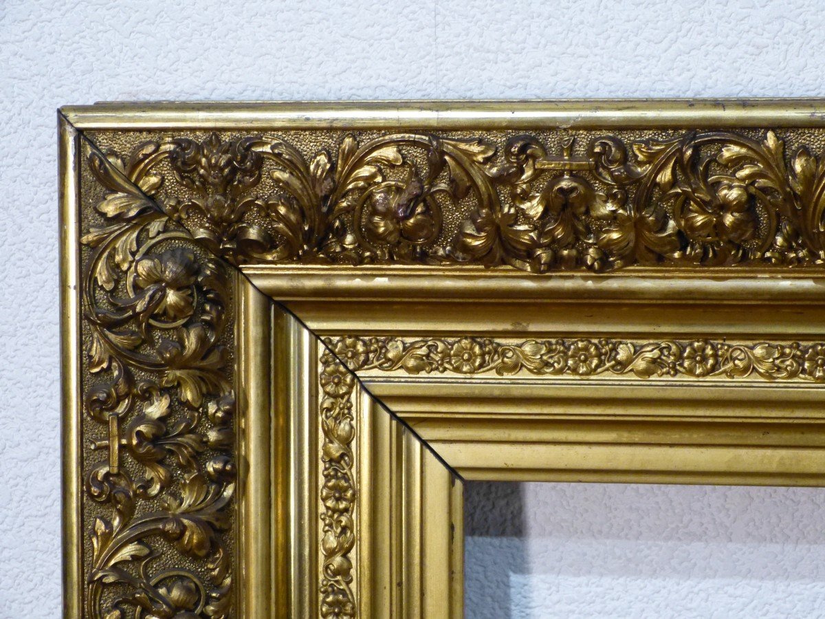 Very Large Golden Frame 19th 137 X 111 Cm-photo-3