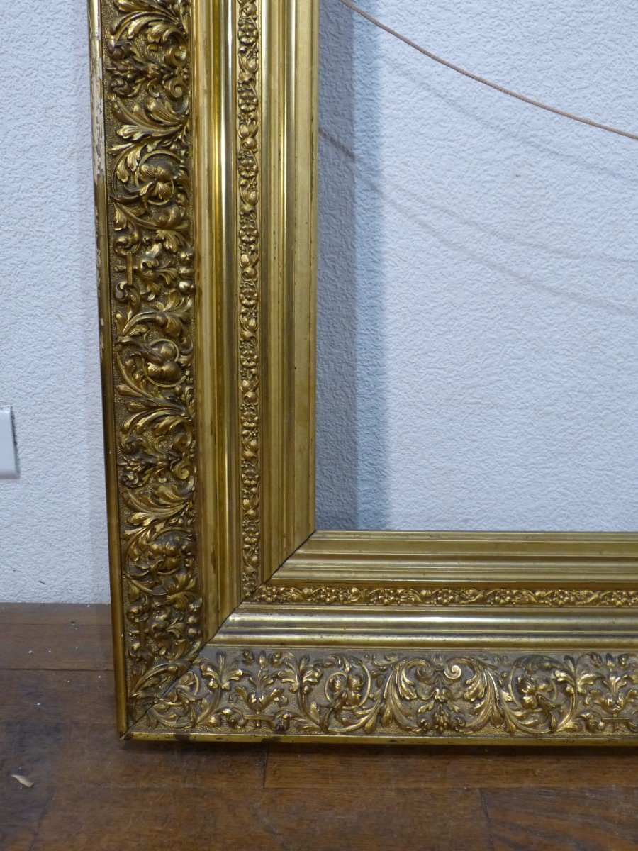Very Large Golden Frame 19th 137 X 111 Cm-photo-5