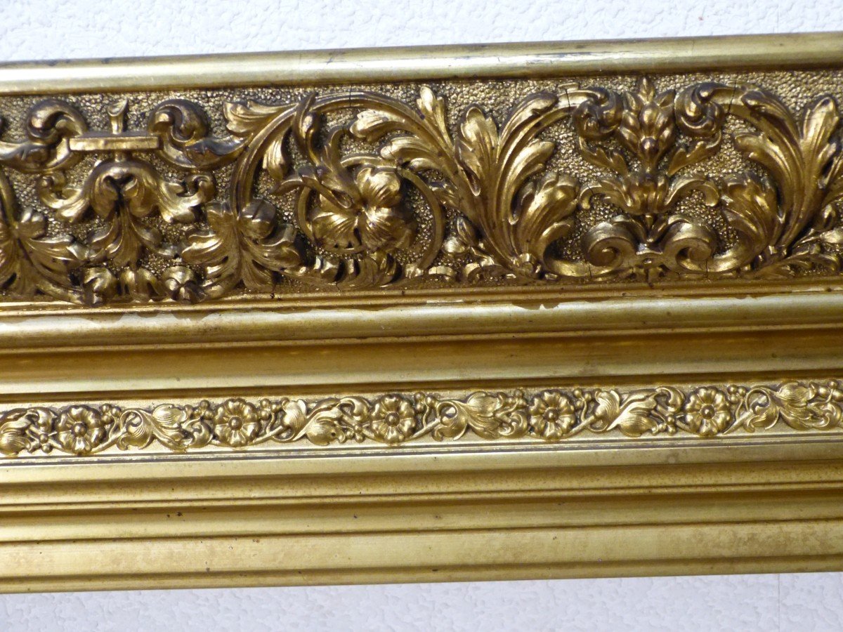 Very Large Golden Frame 19th 137 X 111 Cm-photo-7
