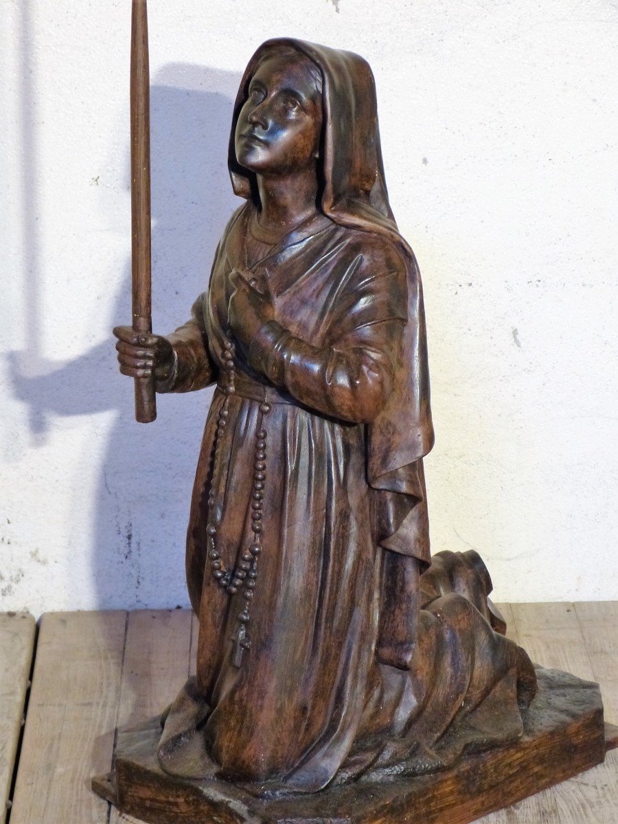 Sainte Bernadette Satue En Fonte De Fer 19ème Institut Catholique De Vaucouleurs-photo-1