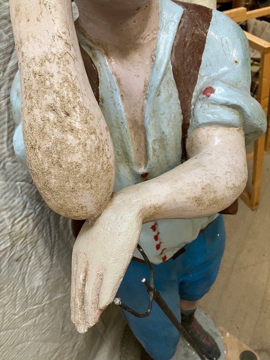 Large Polychrome Plaster Gardener Statue 141 Cm other sculpture