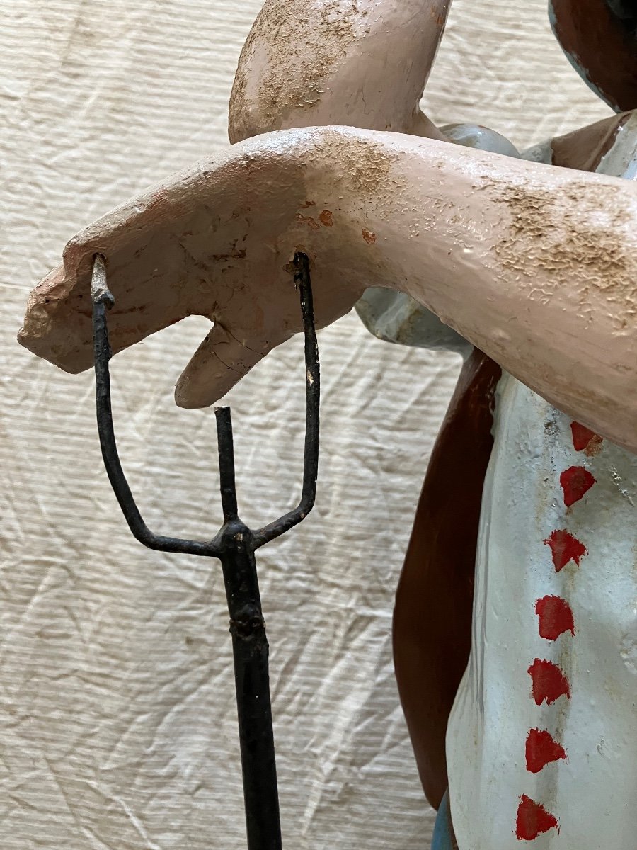 Large Polychrome Plaster Gardener Statue 141 Cm other sculpture