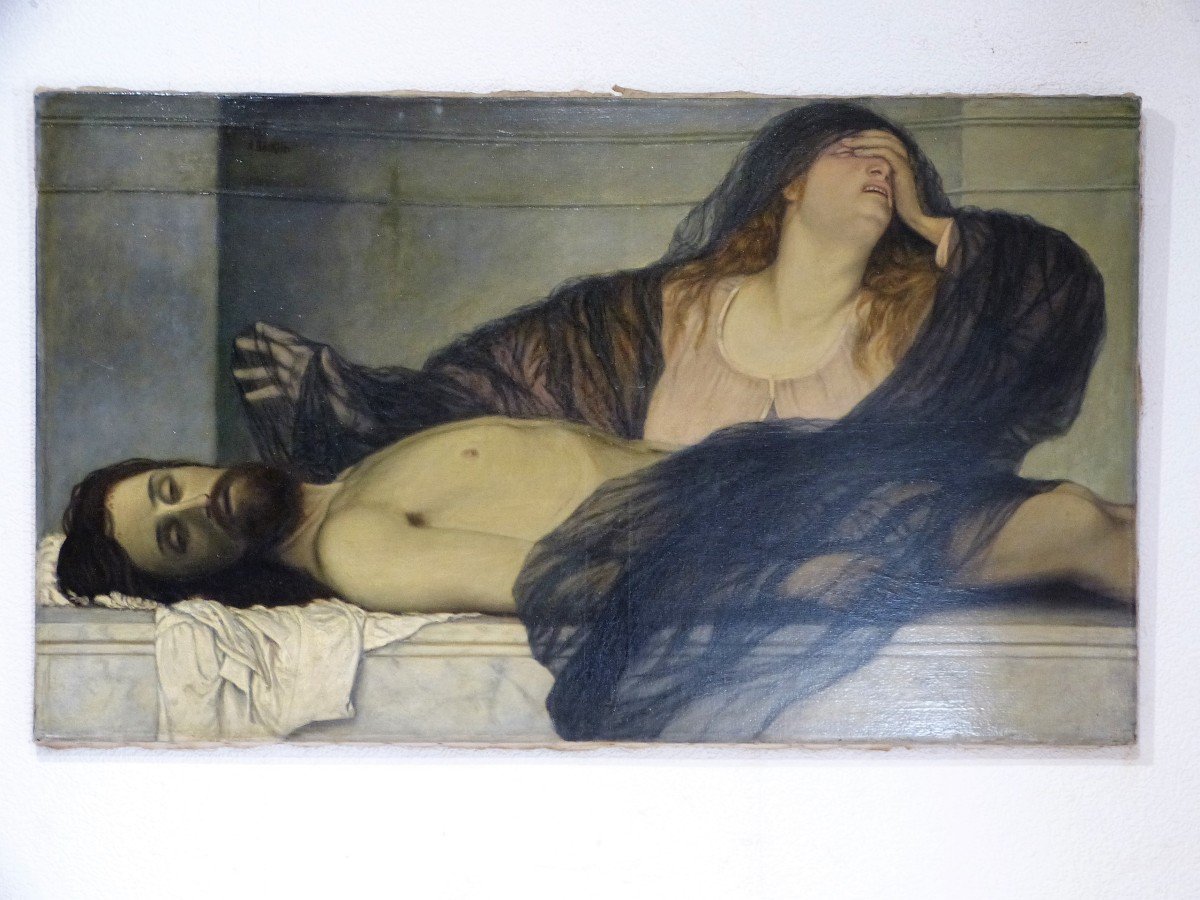 Arnold Böcklin  Grand Tableau Symboliste Christ Et Marie Madeleine