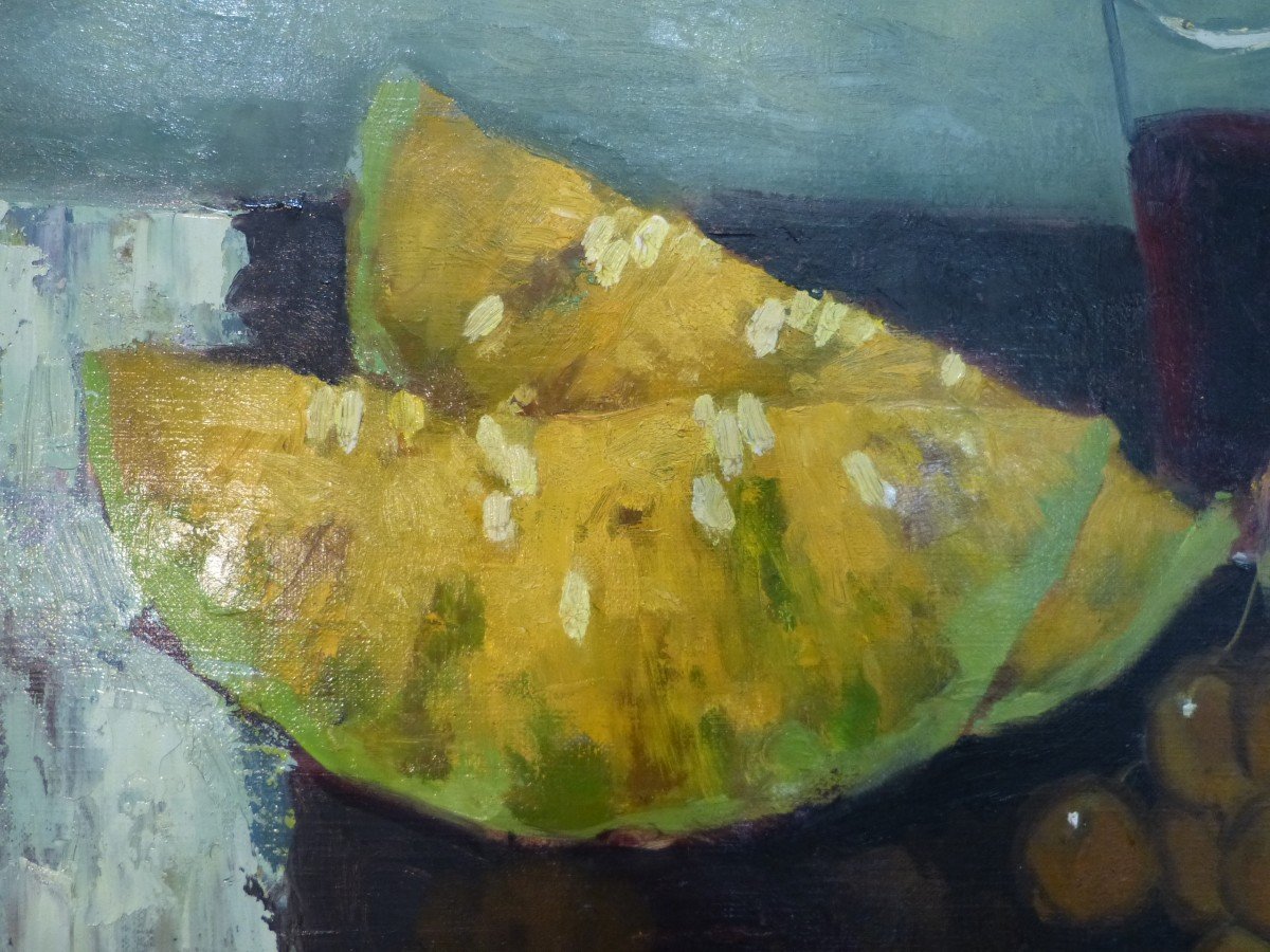 Eugène Bouboulène, Still Life With Melon And Grapes-photo-1