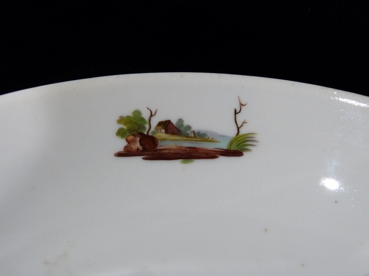 Niderviller 18th Century Porcelain Plate Landscape Decor-photo-3