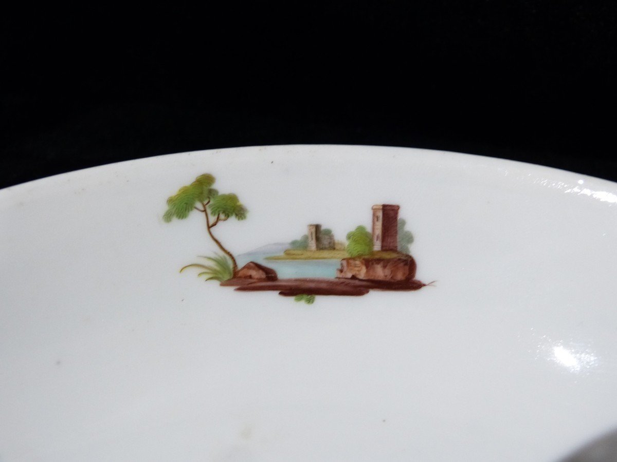 Niderviller 18th Century Porcelain Plate Landscape Decor-photo-4