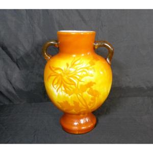 Emile Gallé Large Vase Chrysanthemums Cristallerie De Gallé Art Nouveau