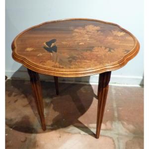 Emile Gallé, Table Basse Art Nouveau - La Pie Dans Le Chêne