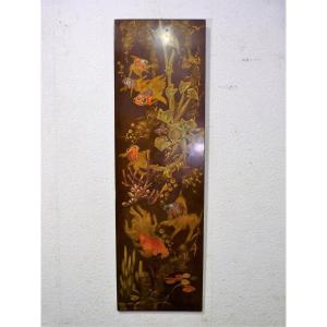 Vietman Lacquer Panel Signed Dang Seabed With Fish