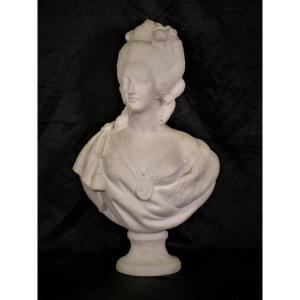 Marie Antoinette Marble Bust After Ja Houdon