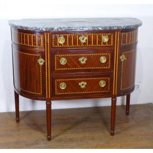 Petite Commode Demi Lune époque Louis XVI Largeur 107 Cm