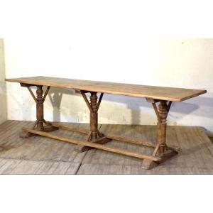Large  Table In Raw Wood 19th