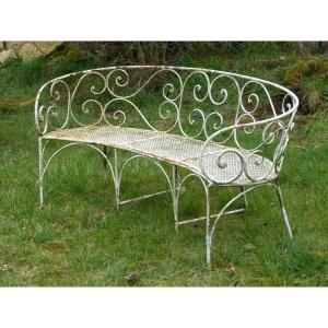 Banc De Jardin Arrondi Ancien En Fer 