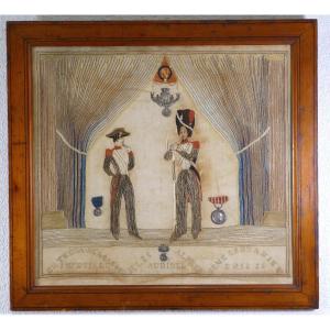 Hommage Au Grenadier J.a  Audinel Garde Impériale 1855 Broderie Napoléon souvenir historique