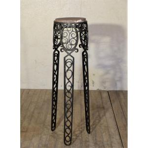Art Deco Wrought Iron Bolster Marble Top