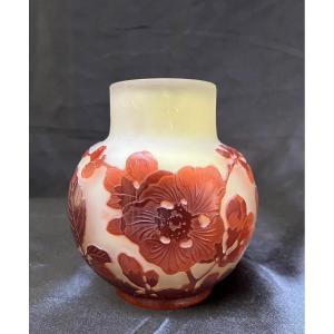 Gallé Small Red And Yellow Vase Flower Decor