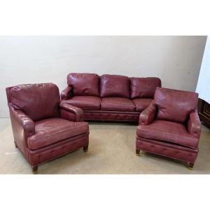Lounge Club Leather Sofa Two Armchairs Clogs In Bronze