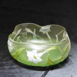 Daum Nancy Coupe Art Nouveau Aux Liserons Verre Gravé Et émaillé