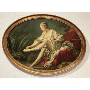 Baigneuse D’après François Boucher Tableau Ovale 