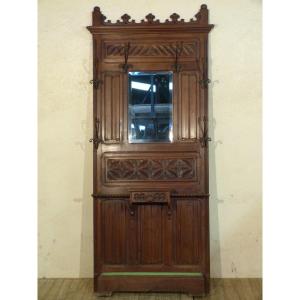 Neo Gothic Oak Cloakroom Coat Rack 19th Century