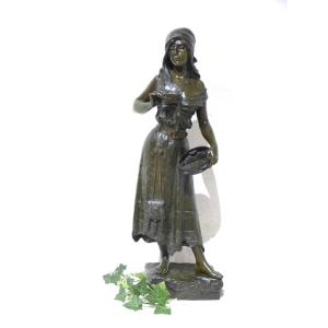 E Villanis Large Bronze Esmeralda Art Nouveau Period 74 Cm