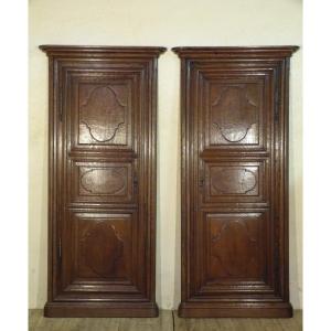 Pair Of Cupboard Doors With Oak Frames