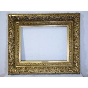 Cadre Ancien Du 19eme En Bois Et Stuc Doré Pour Peinture 46 Cm X 30,5 Cm