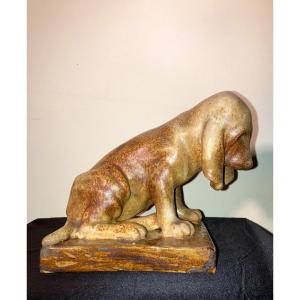 Rambervillers Basset Dog In Sandstone Cytère Art Nouveau Period