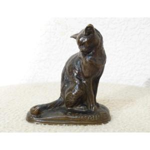 Emmanuel Frémiet Seated Cat In Numbered Bronze