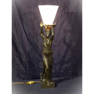 Georges De Kerveguen Art Nouveau Lamp In Bronze