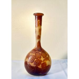 Small Gallé Soliflore Vase Art Nouveau Anemones Decor