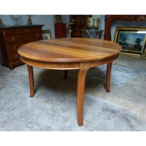 Art Nouveau Walnut Dining Table 3 Extensions, 8 To 12 Place Settings