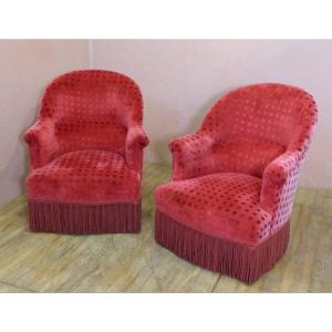 Pair Of Napoleon III Toad Armchairs 