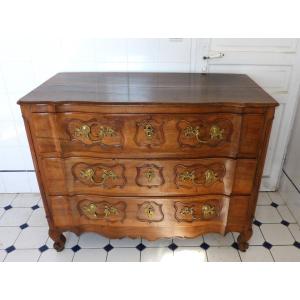 Commode Lyonnaise En Noyer 18ème Louis XV Arbalète