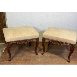 Pair Of Regency Style Oak Stools 19th Century 