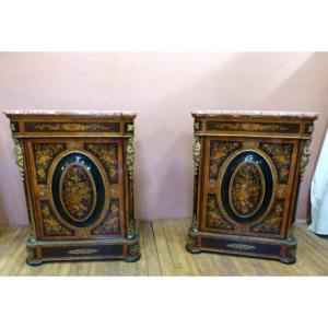 Pair Of Napoleon III Furniture At Support Height Low Buffet