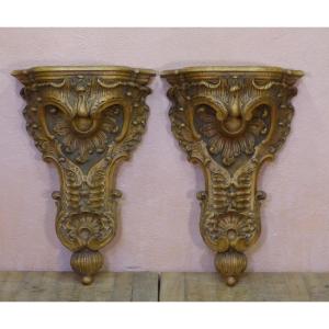 Pair Of Large Rocaille Wall Console Louis XV Napoleon III