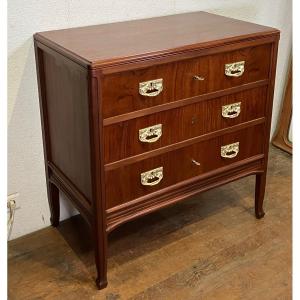 Petite Commode Art Nouveau Gauthier Poinsignon En Acajou