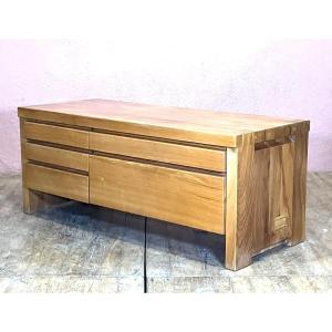 Pierre Chapo Commode R14a En Orme Massif Estampillé 