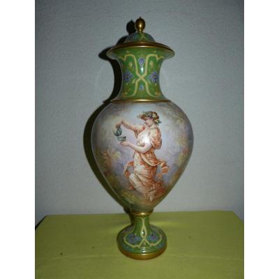 Grand Art Nouveau Vase Sèvres Porcelain