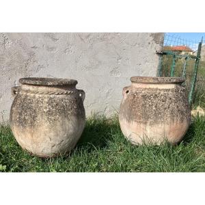 Pair Of Large Garden Pots, Olive Bowls, Planters, 18th Century