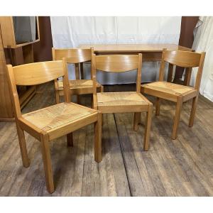 Set Of 4 Maison Regain Straw Chairs In Elm