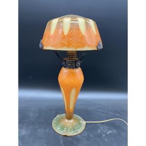 Schneider Lampe champignon art deco Charder Le Verre Français 